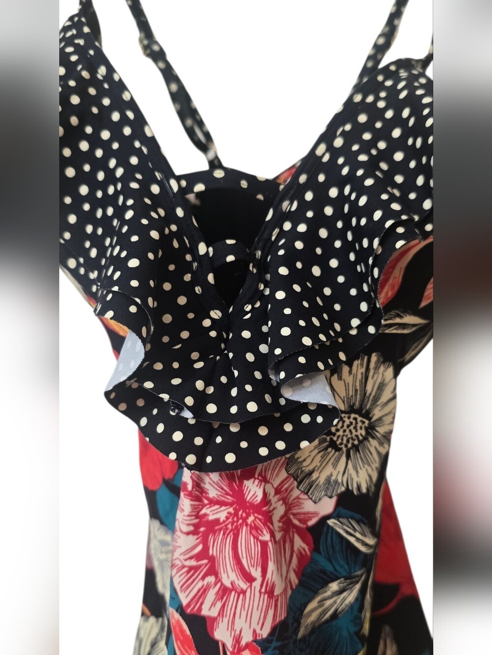 Time And Tru Floral & Polka Dot Tankini Set - lSize S/M - Picture 4 of 7
